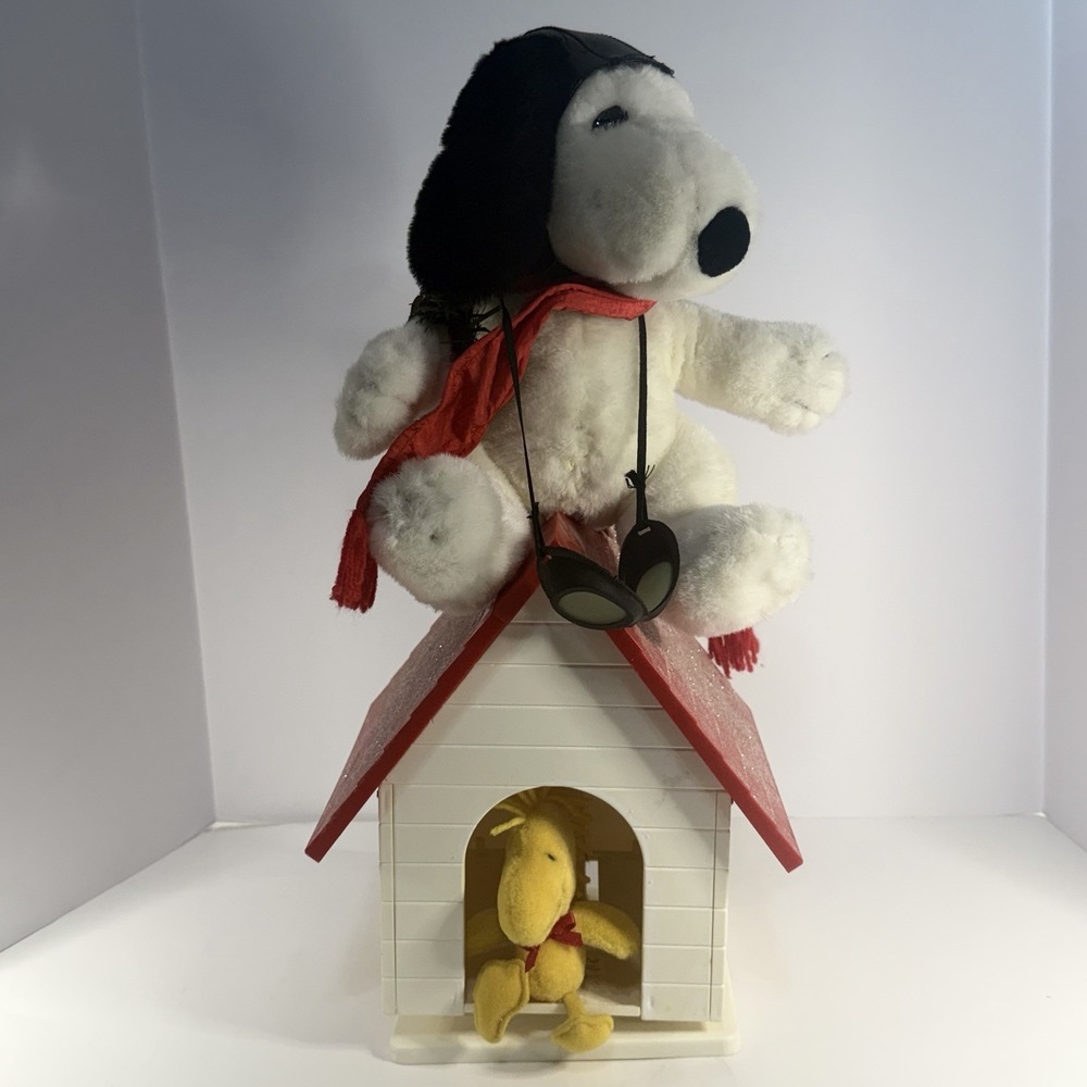 1993 Santa's Best Snoopy Woodstock Christmas Animated Doghouse Peanuts-Untested - Picture 2 of 16